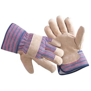Image for Radnor Large Split Pigskin Palm Gloves With Safety Cuff 2-1/2", Pack of 2 Pairs from HD Supply