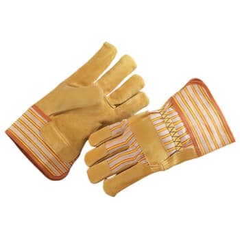 Image for Radnor Large Split Pigskin Palm Gloves With Canvas Back And Safety Cuff, 2 Pair from HD Supply