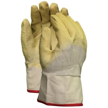Radnor Large Yellow/White Rubber Palm Coating Finish Canvas Work Glove, 2 Pair