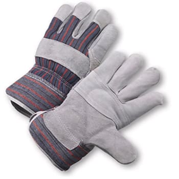 Radnor Large Economy Split Leather Palm Glove W/ Canvas Back/Safety Cuff, 6 Pair