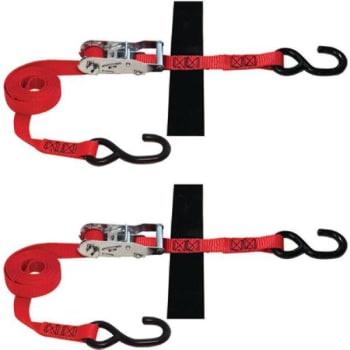 Snap-Loc 8 In. S-Hook Ratchet Strap W/ Storage Fastener (Red) (2-Pack)