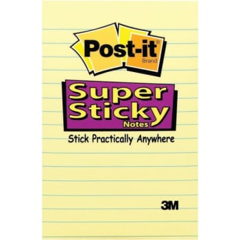 Image for Post-It® Lined Notes, Super Sticky, 4" x 6", Canary Yellow, Package Of 5 Pads from HD Supply