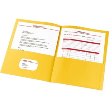 Image for Office Depot Leatherette Twin-Pocket Portfolio, Yellow, Pack Of 10 from HD Supply