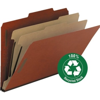 SMEAD® Pressboard Classification Folder, 2 Dividers, Legal, Red, Box Of 10