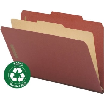 SMEAD® Pressboard Classification Folder, 1 Divider, Legal, Red, Box Of 10
