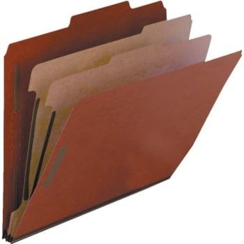 Smead Pressboard Classification Folder, 2 Dividers Letter, Red, Box Of 10