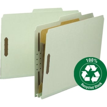 Smead Pressboard Classification Folder, 1 Divider, Letter, Green, Box Of 10