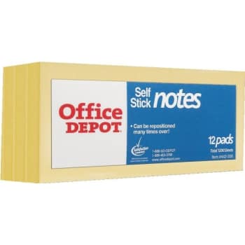 Image for Office Depot® Brand Self-Stick Notes, 1-1/2" x 2", Yellow, Package Of 12 Pads from HD Supply