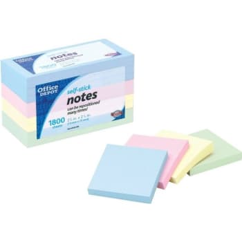Image for Office Depot® Brand Self-Stick Notes, 3" X 3", Assorted Colors, Package Of 18 from HD Supply