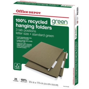 Office Depot Brand Hanging Folders, Letter Size, Green, Box Of 25
