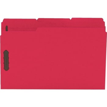 Smead Color Reinforced Tab Fastener Folders, Legal Size, Red, Box Of 50