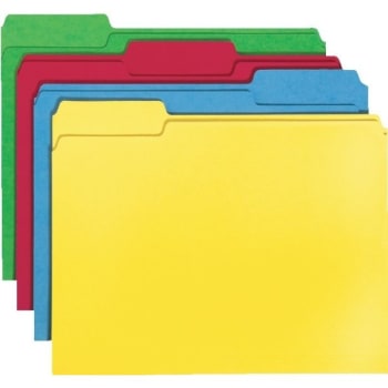 SMEAD® CutLess Color File Folders, Letter Size, Assorted Colors, Box Of 100
