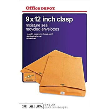 Office Depot® Brand Clasp Envelopes, 9" x 12", Brown, Box Of 100