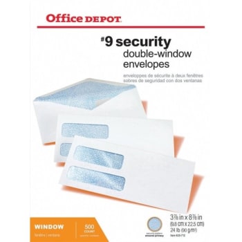 Office Depot® Brand Double-Window Envelopes, #9, White, Box Of 500
