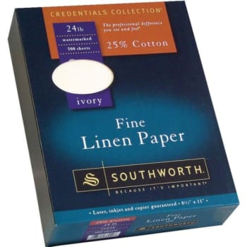 Image for Southworth® Brand Cotton Linen Business Paper, 8-1/2" X 11", (Ivory) (500-Pack) from HD Supply
