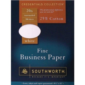 Image for Southworth® Brand Cotton Business Paper, 8-1/2" X 11", (White) (500-Pack) from HD Supply