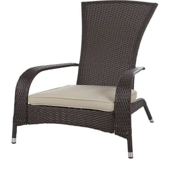 Image for Patio Sense Coconino Wicker Adirondack Style Lounge Chair With Beige Cushion In Beautiful Mocha Finish from HD Supply