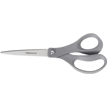 Fiskars® Office Scissors, 8", Straight, Pointed, Gray Handle