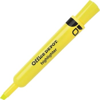 Office Depot® Brand Plastic Chisel-Tip Highlighter, Yellow, Package Of 12