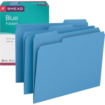 SMEAD® Color File Folders, Letter Size, Blue, Box Of 100