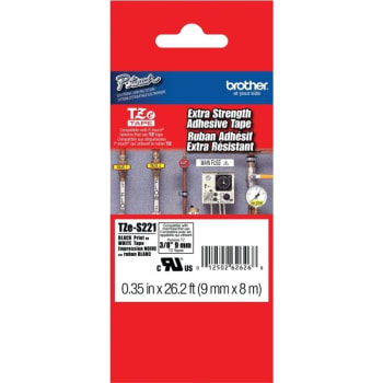 Image for Brother® Tze-S221 Black-On-White Tape, Industrial Strength, 0.38" X 26' from HD Supply