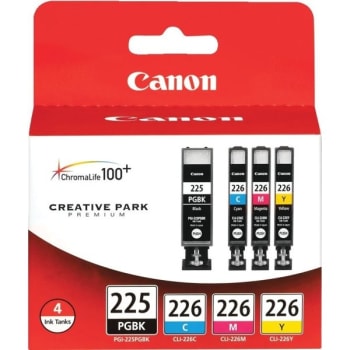 Image for Canon PGI-225 Chromalife 100+ Black CLI-226 Color Ink Tanks, Pack Of 4 from HD Supply