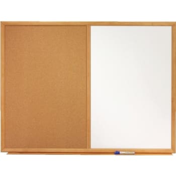 Quartet® Combination Dry-Erase/cork Bulletin Board, 36" X 48", Oak Frame