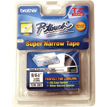 Image for Brother® Tzn-201 Black-On-White Non-Laminated Tape, 9/64" X 26'3" from HD Supply