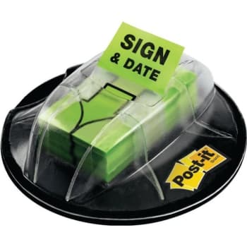 Image for Post-It® Flags Desk Grip Dispenser With 200 Bright Green "Sign & Date" Flags from HD Supply