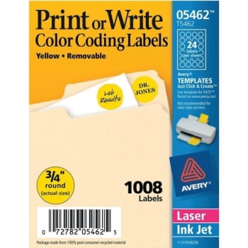 Image for Avery® Removable Round Color-Coding Labels, Yellow, Pack Of 1,008 from HD Supply