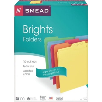 Image for SMEAD® Color File Folders, Letter Size, Brights, Box Of 100 from HD Supply