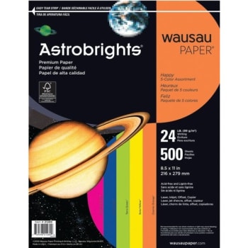Image for Wausau® Astrobrights® Bright Color Paper 8-1/2x11" Assorted Colors, Pack Of 500 from HD Supply