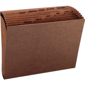 SMEAD® TUFF Expanding File With Open Top, 12 Pocket, Monthly, Letter Size, Brown