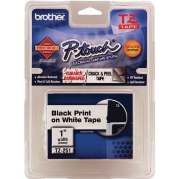 Brother® Tze-251 Black-On-White Tape, 1" X 26'3"