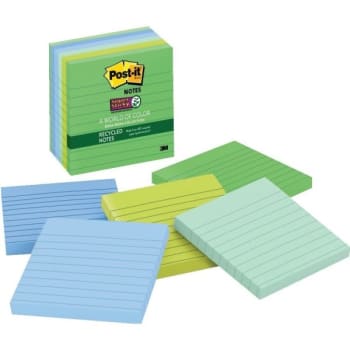 Image for Post-It® Lined Notes, Tropic Breeze Collection, 4" x 4", Package Of 6 Pads from HD Supply