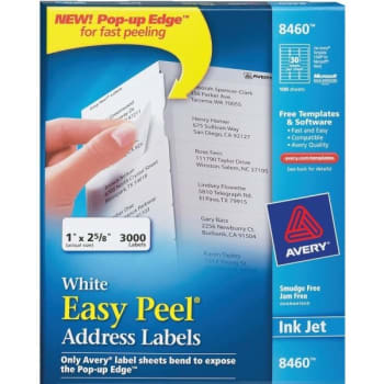 Image for Avery® Inkjet Address Labels, 1" x 2-5/8", White, Box Of 3,000 from HD Supply