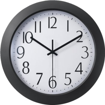 Office Depot® 12" Flat-Panel Plastic Round Wall Clock, White Face, Black Dial