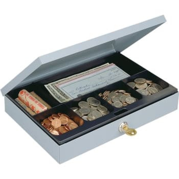 Image for Office Depot® Ultra-Slim Cash Box With Security Lock, 2" X 11-1/4" X7-1/2", Gray from HD Supply