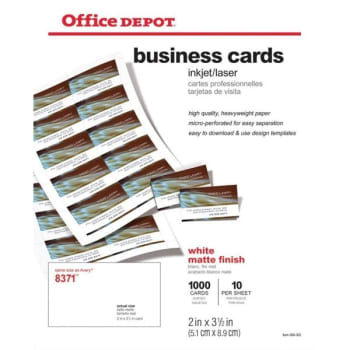 Image for Office Depot® Matte Business Cards, White, Package Of 1000 from HD Supply