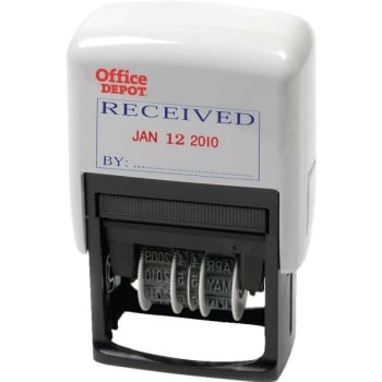 Image for Office Depot® Brand Self-Inking Received Dater With Extra Pad, Red And Blue Ink from HD Supply