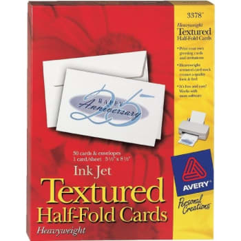 Image for Avery® Half-Fold Textured Greeting Cards, 5-1/2" X 8-1/2", White, Box Of 30 from HD Supply