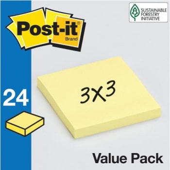 Image for Post-It® Notes, 3" X 3" Canary Yellow, Package Of 24 from HD Supply