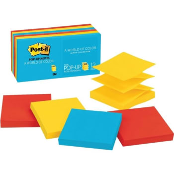 Image for Post-It® Pop-Up Notes, 3" x 3", Jaipur Collection 100 Sheets Per Pad, Pack Of 12 Pads from HD Supply