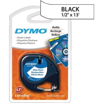 DYMO®  LT 91331 Black-On-White Tape, 1/2" x 13'