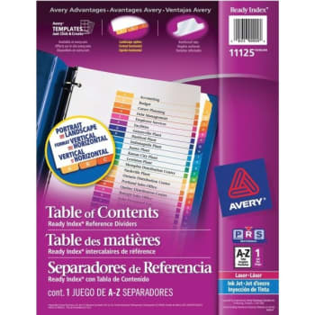 Avery® Ready Index Table Of Contents Dividers, A-Z Tabs, Multicolor