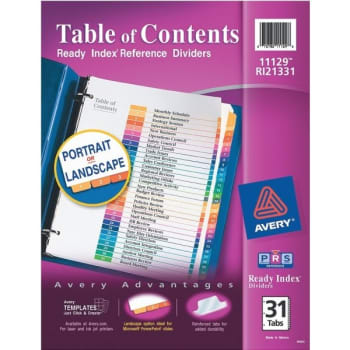 Image for Avery® Ready Index Table Of Contents Dividers, 1-31 Tabs, Multicolor from HD Supply