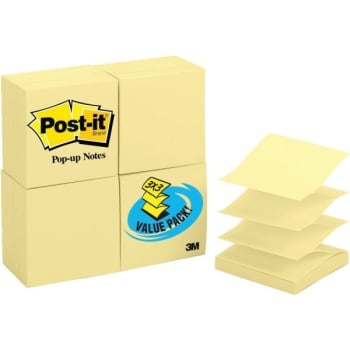 Image for Post-It® Pop-Up Notes, 3" x 3", Canary Yellow, Package Of 24 Pads from HD Supply