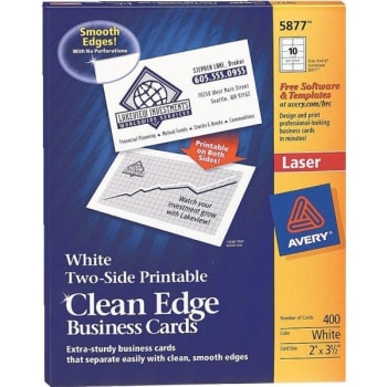 Image for Avery® Laser Two-Sided Clean-Edge Business Cards, 2" X3-1/2", White, Box Of 400 from HD Supply