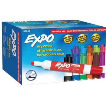 Expo® Low-Odor Dry-Erase Markers, Chisel Point, Assorted Colors, Package Of 12