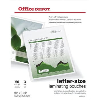 Office Depot® Brand Laminating Pouches, Size 3 Mil, 9" X 11-1/2", Box Of 50